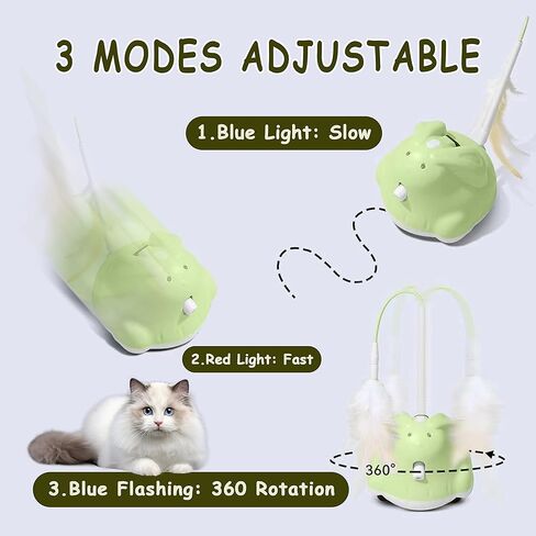 ZALBYUY Cat Laser Toy, Interactive Cat Toy with Laser Pointer, Automatic Cat Toy USB Rechargeable Cat Wand Toy with Feather, 4-in-1 Smart Kitten Toys for Pet Exercise Playing, 3 Modes in Kuwait