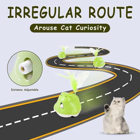 ZALBYUY Cat Laser Toy, Interactive Cat Toy with Laser Pointer, Automatic Cat Toy USB Rechargeable Cat Wand Toy with Feather, 4-in-1 Smart Kitten Toys for Pet Exercise Playing, 3 Modes in Kuwait