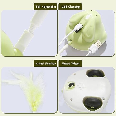 ZALBYUY Cat Laser Toy, Interactive Cat Toy with Laser Pointer, Automatic Cat Toy USB Rechargeable Cat Wand Toy with Feather, 4-in-1 Smart Kitten Toys for Pet Exercise Playing, 3 Modes in Kuwait