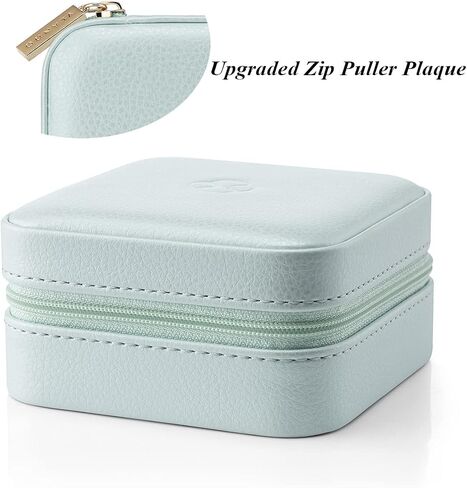 Vlando Small Travel Jewelry Box Organizer - Mirrored Jewelries Necklaces Rings Earrings Necklace Storage Case, Baby Blue in Saudi Arabia