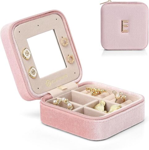 Vlando Small Travel Jewelry Box Organizer - Mirrored Jewelries Necklaces Rings Earrings Necklace Storage Case, Baby Blue in Saudi Arabia