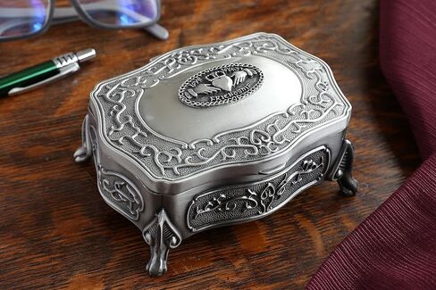 Biddy Murphy Irish Claddagh Pewter Jewelry Box, Love Loyalty Friendship, Made in Ireland in Saudi Arabia