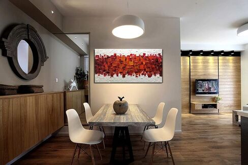 لوحة فنية من AMEI، لوحة فنية تجريدية مرسومة باليد ثلاثية الأبعاد على قماش حديث تجريدية لوحة فنية خشبية داخل إطار معلق لتزيين الحائط مقاس 24 × 48 بوصة متعددة in Kuwait