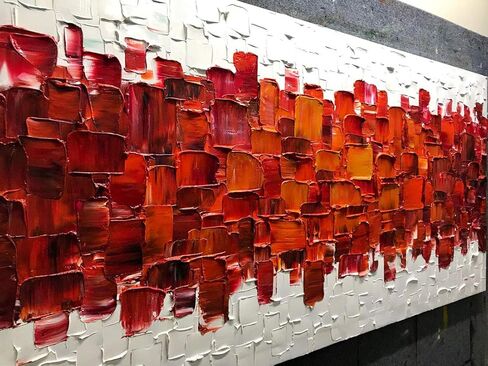 لوحة فنية من AMEI، لوحة فنية تجريدية مرسومة باليد ثلاثية الأبعاد على قماش حديث تجريدية لوحة فنية خشبية داخل إطار معلق لتزيين الحائط مقاس 24 × 48 بوصة متعددة in Kuwait