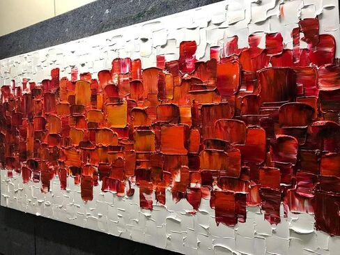 لوحة فنية من AMEI، لوحة فنية تجريدية مرسومة باليد ثلاثية الأبعاد على قماش حديث تجريدية لوحة فنية خشبية داخل إطار معلق لتزيين الحائط مقاس 24 × 48 بوصة متعددة in Kuwait