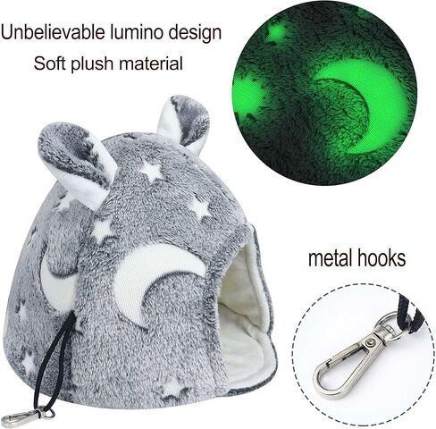 2Pack Luminous Hamster Hanging Swing Warm Bed Hammocks, Glow in The Dark Small Animal Pet Hideout House Warm Nest Moon and Star Sleeping House, Ferret Hedgehog Squirrel Guinea Pig Cage Toy Accessories in Kuwait