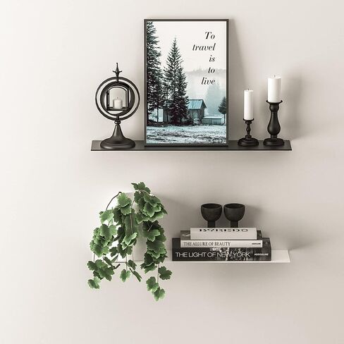 Modern Floating Shelf Wall Mounted Heavy Duty for Living Room Bedroom Bathroom, 12 Inch, Black, 2 Pack in Kuwait