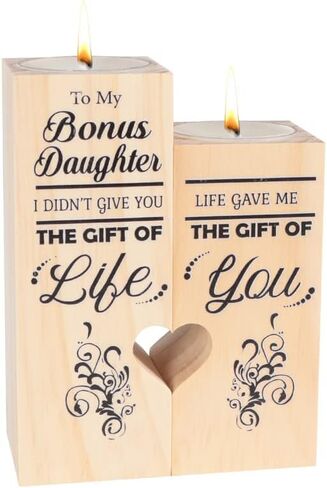 شمعدان جميل مطبوع على الوجهين لهدايا البنات الإضافية والأمهات والبنات - شمعدانات خشبية in Kuwait