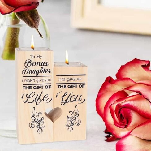 شمعدان جميل مطبوع على الوجهين لهدايا البنات الإضافية والأمهات والبنات - شمعدانات خشبية in Kuwait