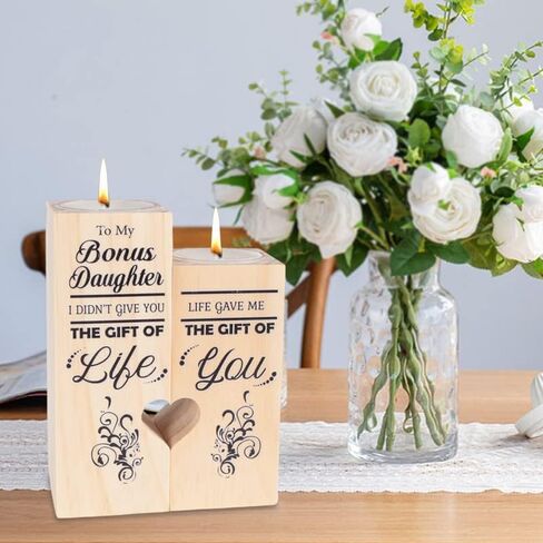 شمعدان جميل مطبوع على الوجهين لهدايا البنات الإضافية والأمهات والبنات - شمعدانات خشبية in Kuwait