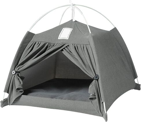 كهف سرير للقطط للقطط الداخلية، خيم تيبي للحيوانات الأليفة قابلة للإزالة مع وسادة، خيمة مريحة للتنفس للقطط، سرير قابل للطي للحيوانات الأليفة للقطط والكلاب الصغيرة (كحلي) in Kuwait