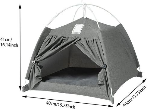 كهف سرير للقطط للقطط الداخلية، خيم تيبي للحيوانات الأليفة قابلة للإزالة مع وسادة، خيمة مريحة للتنفس للقطط، سرير قابل للطي للحيوانات الأليفة للقطط والكلاب الصغيرة (كحلي) in Kuwait