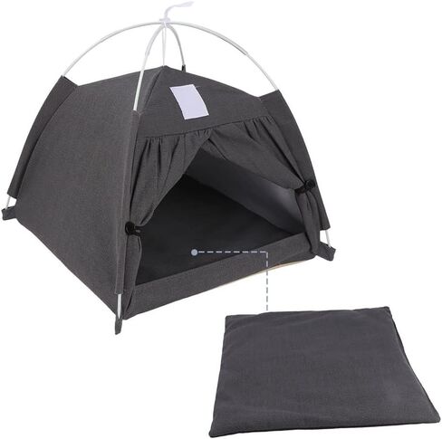 كهف سرير للقطط للقطط الداخلية، خيم تيبي للحيوانات الأليفة قابلة للإزالة مع وسادة، خيمة مريحة للتنفس للقطط، سرير قابل للطي للحيوانات الأليفة للقطط والكلاب الصغيرة (كحلي) in Kuwait