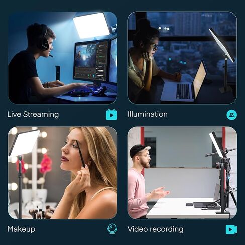 MYSWEETY Streaming Key Light، 9 بوصات LED مكتب فيديو مع C-Clamp، 8 ألوان RGB 3200K-5500K قابلة للتعتيم مع جهاز التحكم عن بعد وحامل الهاتف، لوحة ضوء للبث المباشر، إضاءة التصوير الفوتوغرافي في الاستوديو (عبوة واحدة) in Kuwait