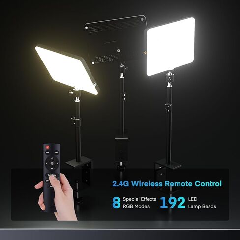 MYSWEETY Streaming Key Light، 9 بوصات LED مكتب فيديو مع C-Clamp، 8 ألوان RGB 3200K-5500K قابلة للتعتيم مع جهاز التحكم عن بعد وحامل الهاتف، لوحة ضوء للبث المباشر، إضاءة التصوير الفوتوغرافي في الاستوديو (عبوة واحدة) in Kuwait