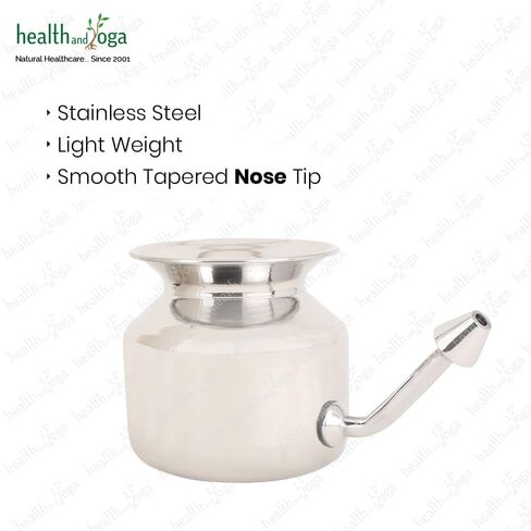 طقم تحسين وعاء نيتي لتدريب الأطفال من هيلث اند يوجا (TM) - وعاء من الفولاذ المقاوم للصدأ غير القابل للكسر - طرف أنف قابل للكسر - ملح نقي 25 قطعة in Kuwait