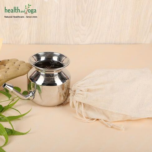 طقم تحسين وعاء نيتي لتدريب الأطفال من هيلث اند يوجا (TM) - وعاء من الفولاذ المقاوم للصدأ غير القابل للكسر - طرف أنف قابل للكسر - ملح نقي 25 قطعة in Kuwait