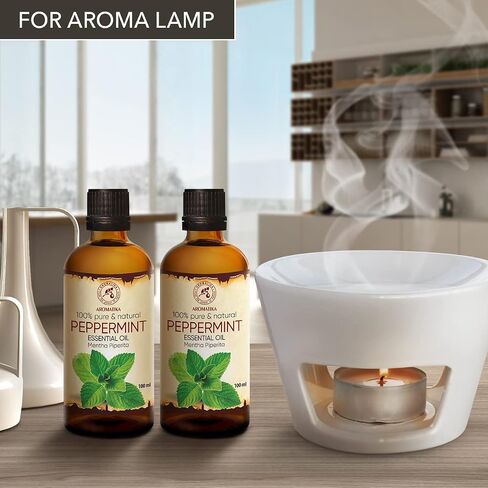 Peppermint Essential Oil 3.4 Fl Oz (100ml) - Mentha Piperita - Home Fragrance - Aromatherapy - 100% Pure & Natural Mint Oil for Body Care - Diffusers - Sauna - Relaxation - Calming in Saudi Arabia