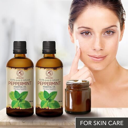 Peppermint Essential Oil 3.4 Fl Oz (100ml) - Mentha Piperita - Home Fragrance - Aromatherapy - 100% Pure & Natural Mint Oil for Body Care - Diffusers - Sauna - Relaxation - Calming in Saudi Arabia