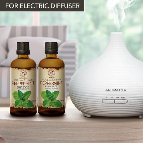 Peppermint Essential Oil 3.4 Fl Oz (100ml) - Mentha Piperita - Home Fragrance - Aromatherapy - 100% Pure & Natural Mint Oil for Body Care - Diffusers - Sauna - Relaxation - Calming in Saudi Arabia