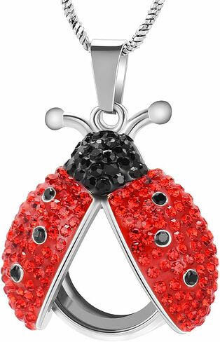 Yinplsmemory Cremation Jewelry Flying Ladybug Urn Necklace for Ashes for Women Stainless Steel Animal Shape Ashes Keepsake Urn Locket Memorial Jewelry in Saudi Arabia