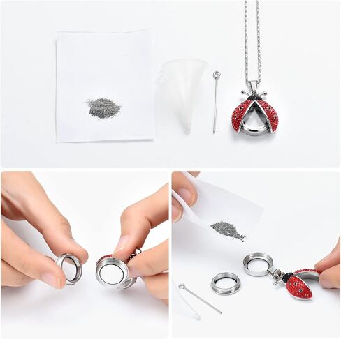 Yinplsmemory Cremation Jewelry Flying Ladybug Urn Necklace for Ashes for Women Stainless Steel Animal Shape Ashes Keepsake Urn Locket Memorial Jewelry in Saudi Arabia