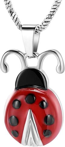 Yinplsmemory Cremation Jewelry Flying Ladybug Urn Necklace for Ashes for Women Stainless Steel Animal Shape Ashes Keepsake Urn Locket Memorial Jewelry in Saudi Arabia