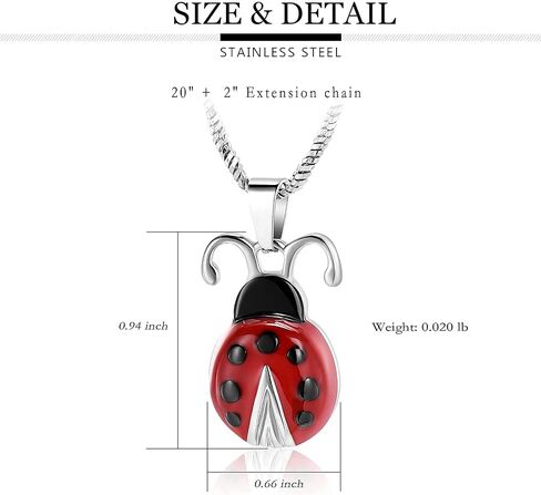 Yinplsmemory Cremation Jewelry Flying Ladybug Urn Necklace for Ashes for Women Stainless Steel Animal Shape Ashes Keepsake Urn Locket Memorial Jewelry in Saudi Arabia