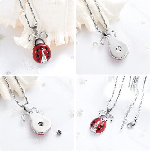 Yinplsmemory Cremation Jewelry Flying Ladybug Urn Necklace for Ashes for Women Stainless Steel Animal Shape Ashes Keepsake Urn Locket Memorial Jewelry in Saudi Arabia