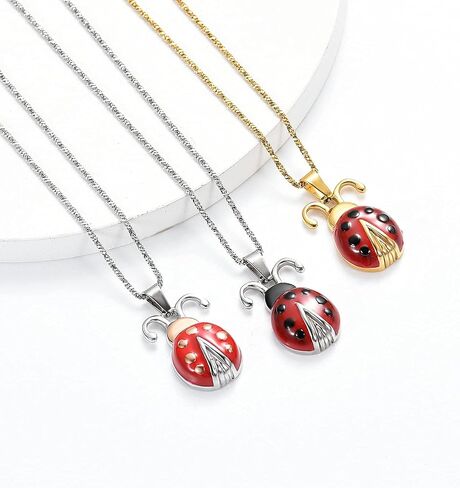 Yinplsmemory Cremation Jewelry Flying Ladybug Urn Necklace for Ashes for Women Stainless Steel Animal Shape Ashes Keepsake Urn Locket Memorial Jewelry in Saudi Arabia