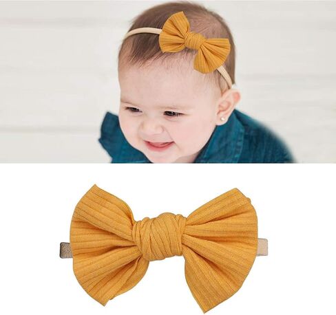 انزوني مجموعة من 12 قطعة من اطواق الرأس المصنوعة من النايلون المرن الناعم على شكل فيونكة، ربطات شعر مطاطية اكسسوارات للفتيات الصغيرات وحديثي الولادة والرضع in Kuwait