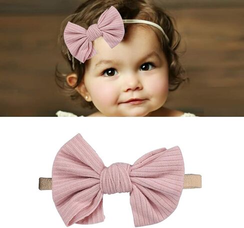 انزوني مجموعة من 12 قطعة من اطواق الرأس المصنوعة من النايلون المرن الناعم على شكل فيونكة، ربطات شعر مطاطية اكسسوارات للفتيات الصغيرات وحديثي الولادة والرضع in Kuwait