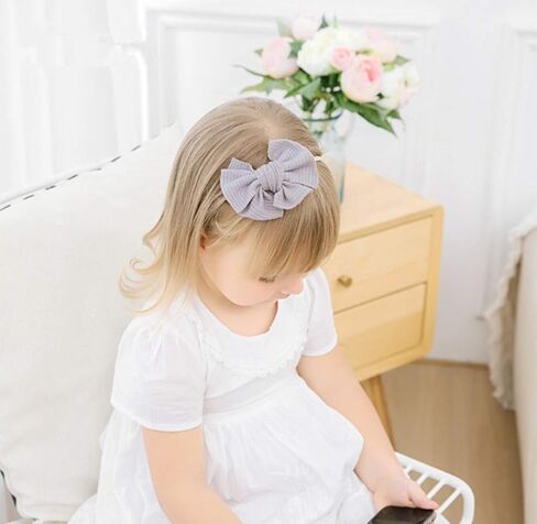 انزوني مجموعة من 12 قطعة من اطواق الرأس المصنوعة من النايلون المرن الناعم على شكل فيونكة، ربطات شعر مطاطية اكسسوارات للفتيات الصغيرات وحديثي الولادة والرضع in Kuwait