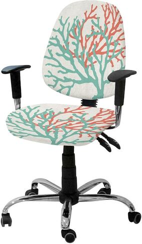 Summer Beach Office Chair Cover, Ocean Coastal Stretch Rotating Computer Chair Seat Back Covers, Seaside Nautical Aqua Beige Desk Chair Covers Stretchable Office Chair Slipcovers Protectors in Kuwait