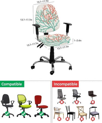Summer Beach Office Chair Cover, Ocean Coastal Stretch Rotating Computer Chair Seat Back Covers, Seaside Nautical Aqua Beige Desk Chair Covers Stretchable Office Chair Slipcovers Protectors in Kuwait