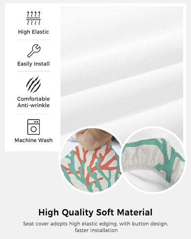 Summer Beach Office Chair Cover, Ocean Coastal Stretch Rotating Computer Chair Seat Back Covers, Seaside Nautical Aqua Beige Desk Chair Covers Stretchable Office Chair Slipcovers Protectors in Kuwait