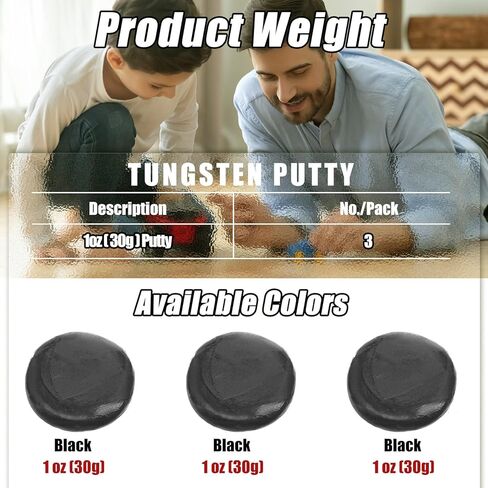 Lounsweer 3 Pcs 3 oz (90g) Tungsten Putty Weight Easy Attach Tungsten Putty Buffer Weight Putty for Easily Tune Car Weight for Fast Speed, Fly Fishing Lure Sinkers, 1 oz Each (Black) in Saudi Arabia