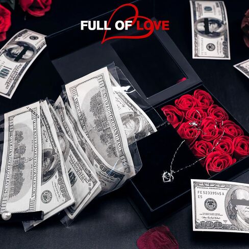 Enhon Valentine Money Box for Cash Gift Pull, Necklace with 100 I Love You Languages Gift Set, Surprise Romantic Gift Box for Wife, Girlfriend, Mother, on Thanksgiving, Christmas, Mother's Day in Saudi Arabia