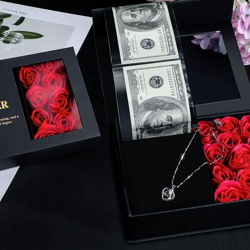 Enhon Valentine Money Box for Cash Gift Pull, Necklace with 100 I Love You Languages Gift Set, Surprise Romantic Gift Box for Wife, Girlfriend, Mother, on Thanksgiving, Christmas, Mother's Day in Saudi Arabia