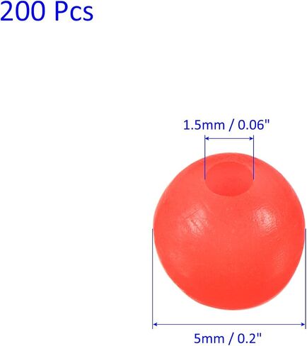 M METERXITY 200 Pcs Glow Fishing Beads - Plastic Luminous Round Soft Bait Egg Lure Rigs Apply to Outdoor Tackle Tool (5mm, Red) in Saudi Arabia
