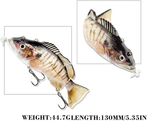Robotic Swimming Lure,ODS Electric Fishing Lure 4 Segment Jointed Swimbait USB Rechargeable Robotic Lure for Bass Trout Pike in Kuwait