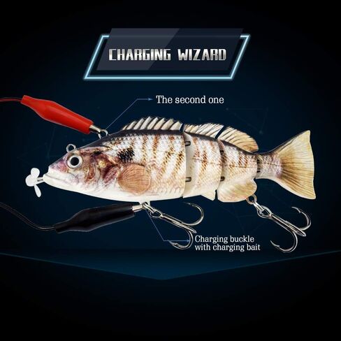 Robotic Swimming Lure,ODS Electric Fishing Lure 4 Segment Jointed Swimbait USB Rechargeable Robotic Lure for Bass Trout Pike in Kuwait
