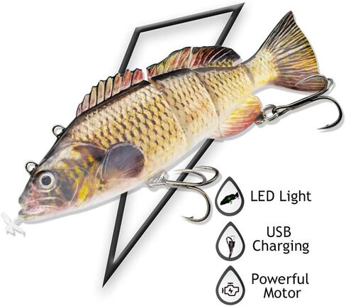 Robotic Swimming Lure,ODS Electric Fishing Lure 4 Segment Jointed Swimbait USB Rechargeable Robotic Lure for Bass Trout Pike in Kuwait
