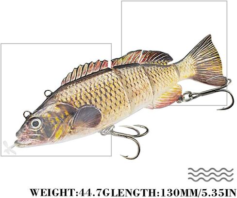 Robotic Swimming Lure,ODS Electric Fishing Lure 4 Segment Jointed Swimbait USB Rechargeable Robotic Lure for Bass Trout Pike in Kuwait