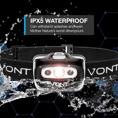 فونت LED للمصابيح الأمامية. IPX5 مقاوم للماء، [4 عبوات، البطاريات متضمنة] 7 أوضاع متضمنة/ ضوء أحمر، مصباح رأس للجري والتخييم والمشي لمسافات طويلة وصيد الأسماك والركض ومصابيح أمامية للبالغين والأطفال، أحمر in Kuwait