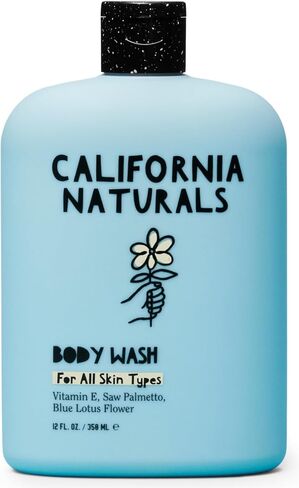 California Naturals Body Wash, Vitamin E Shower Gel Cleanser, Saw Palmetto, Blue Lottus Flower, Natural, Vegan, Paraben & Sulfate Free, Eucalyptus, Bergamont, Orange Blossom, All Skin Types, 12fl oz in Saudi Arabia