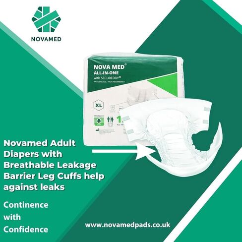 فوط لسلس البول للبالغين من نوفاميد، 15 قطعة في كل عبوة (مقاس XL) - امتصاص 2880 مل... (1) in Kuwait