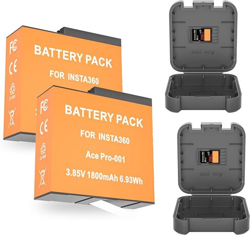بطارية Burflo 1800 مللي أمبير في الساعة لجهاز Insta 360 Ace/Ace Pro، عبوتان من البطاريات القابلة لإعادة الشحن المتوافقة مع ملحقات كاميرا Insta360 Ace Pro/Ace Action CINSAAJA CINSBAJA 1ICP6/31/35-2-3.85V 6.93Wh in Kuwait