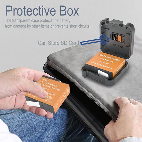 بطارية Burflo 1800 مللي أمبير في الساعة لجهاز Insta 360 Ace/Ace Pro، عبوتان من البطاريات القابلة لإعادة الشحن المتوافقة مع ملحقات كاميرا Insta360 Ace Pro/Ace Action CINSAAJA CINSBAJA 1ICP6/31/35-2-3.85V 6.93Wh in Kuwait