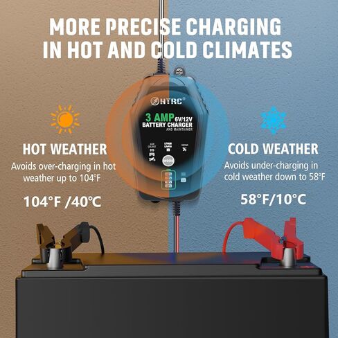 شاحن بطارية Aorika 3 أمبير - شاحن بطارية سيارات ذكي 6 فولت/12 فولت، شاحن تلقائي بالكامل ومحافظ للسيارة والدراجات النارية والقوارب وحمض الرصاص والليثيوم وبطارية LiFePo4 in Kuwait